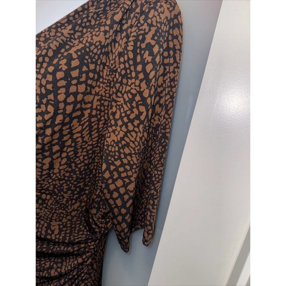 Ralph Lauren Woman's Stretch 3/4 Sleeve Dress SZ 12 V Neck Animal Print Holiday - Picture 5 of 8